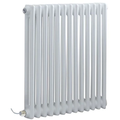 Image of Windsor Traditional White 600mm x 605mm Cast Iron Style Horizontal Double Column Electric Radiator Wi Fi Thermostat Milano