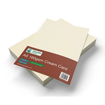 Image of A5 Cream/Ivory Card, 160gsm, Craft Laser &amp; Inkjet Printer, Copier Guaranteed, Arts Crafts, School, Office, Card Making, Printing, 500 Sheets, Prestige Paper