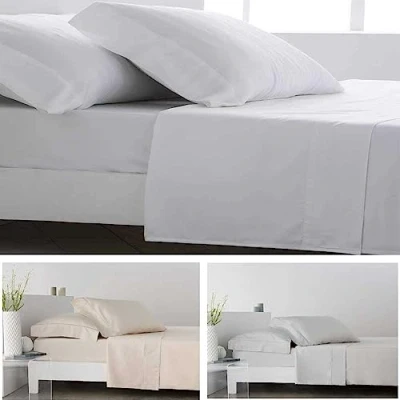 Image of Cotton ARTean Satin Bed Sheet Set Bedding, Egyptian 400 Thread Count White 135 x 190/200 100%