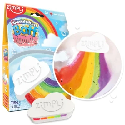 Image of Large Cloud Rainbow Bath Bomb from Zimpli Kids, Magically Creates Multi Colour Special Effect, Birthday Gifts for Boys &amp; Girls, Pocket Money Toys Children, Vegan Friendly Cruelty Free