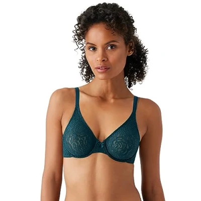 Image of Wacoal 851205 Halo Lace Underwire Moulded Bra Dark Sea