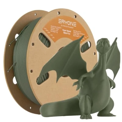 Image of ERYONE High Speed Matte Filament PLA 1.75mm +/ 0.03mm, 3D Printing Pro Fit Most FDM Printer, 1kg (2.2LBS) / Spool, Olive Green