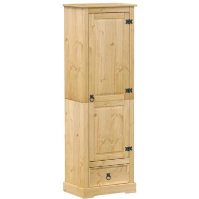 Image of vidaXL Wardrobe Corona Solid Pine Wood Closet with Metal Handles, Honey Wax Finish, Ample Storage for Clothing &amp; Accessories, 55x38x170 cm, Brown