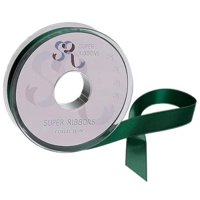 Image of SR SUPER RIBBONS®™ Full Reel 15mm Double Faced Satin Ribbon, 20 Metres on Forest Green