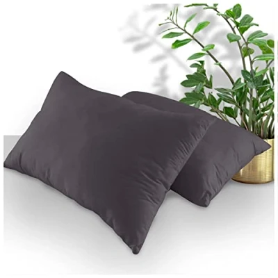 Image of Luxury Housewife Percale Pillow Cases 2 Pack, Super Soft Cozy Plain Dyed Pillowcases, Non Iron Polycotton Bedding Case, Charcoal