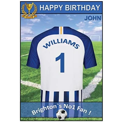 Image of Personalised Brighton Jersey Football Birthday Card (19 20)