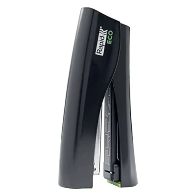Image of Rapid Eco Stand Up Stapler, Compact &amp; Heavy Duty Stapler Made Using Recycled Plastic, For Home, Office Or School Use, Conscious Stationery Range, Black, 24509000