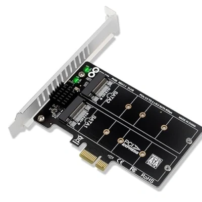 Image of Allowish Dual M.2 RAID Controller Card for SATA SSD, SSD (B Key) 2280 2260 2242 2230 to PCI e 3.0 x 4 Host Expansion Card, JMB582 Chipset