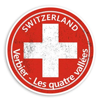 Image of 2 x 10cm Verbier Switzerland Vinyl Stickers Swiss Flag Luggage Sticker #30230 (10cm Wide)