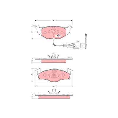 Image of 6Q0698151B Brake pad set TRW COTEC GDB1586 incl. wear warning contact SKODA: Fabia 2, I Hatchback, VOLKSWAGEN: Polo IV Hatchback