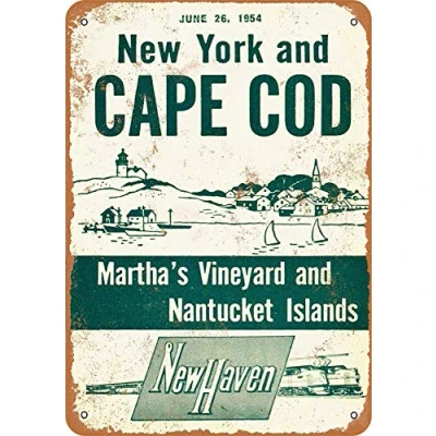 Image of 1954 New Haven Railroad York And Cape Cod Metal Sign Great Aluminum Tin 8x12 Inches