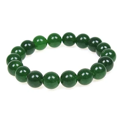 Image of MJDCB 10mm Natural Dark Green Jade Beads Bracelet Healing Crystals Bracelets