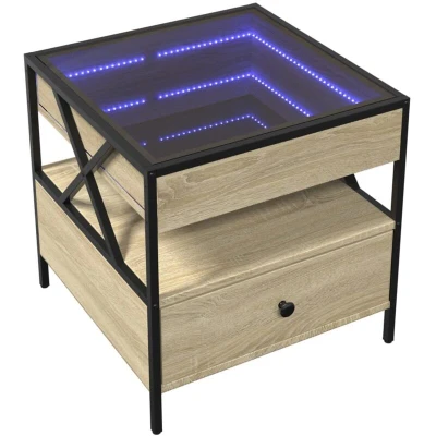 Image of vidaXL Coffee Table with Infinity LED Sonoma Oak 50x50x51 cm