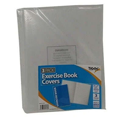 Image of Tiger Stationery Clear Exercise Book Covers (240mm x 183mm) Strong Plastic Protecting Sleeves School Notebook (3 Pack)