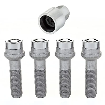 Image of McGard 28044SU Wheel Lock Bolts SU M14 x 1,5, radius seat, shaft length 37,1 mm, Overall 67,6 Hex size 19mm, Key diameter 25,8 Chrome
