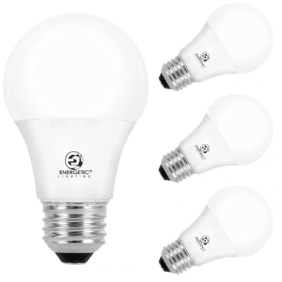 Image of Energetic 60W Equivalent, A19 LED Light Bulb, 3000K Warm White, E26 Medium Base, Non Dimmable Bulb 750lm, UL Listed, 4 Pack