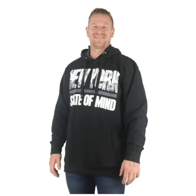 Image of Forge Big Mens Black New York State Pullover Hoodie Oversized Tall Large for Sizes 2XL 3XL 4XL 5XL 6XL, Size :