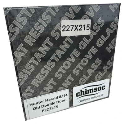Image of Chimsoc Replacement Stove Glass Hunter Herald 8/14 (Old) Double Door/Midi 14 / Woodburner Medium (227mm x 215mm Rectangular)