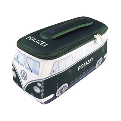 Image of BRISA VW Collection Volkswagen Neoprene Universal Makeup Cosmetics Toiletry Travel Pharmacy Bag in T1 Bus Design (Police/Green/Large)