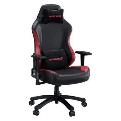 Image of Anda Seat Luna Large Gaming Chair Ergonomic Reclining Video Game Chairs, PVC Leather Computer Home Office Chair, Heavy Duty Neck &amp; Back Lumbar Support Black/Red Folding Recliner for Adults