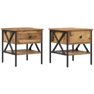 Image of vidaXL Bedside Tables 2 pcs Old Wood 40x42x45 cm Engineered