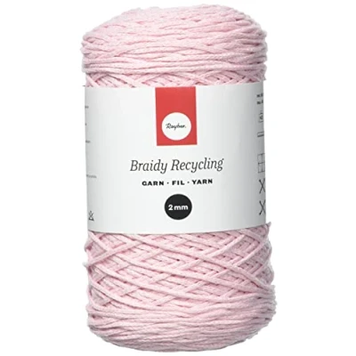 Image of Rayher Braidy Recycling Yarn for Craft, Floristry and Decorations, 2 mm, approx. 250 m, rose, 42009270