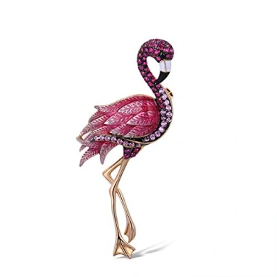 Image of Santuzza Hummingbird Brooch 925 Sterling Silver Enamel Bird Cubic Zirconia Pin for Women
