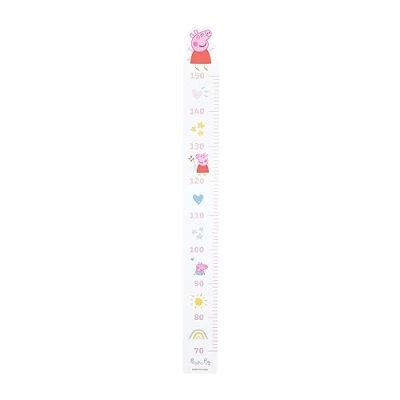 Image of roba Children&#039;s Height Chart Peppa Pig Scale from 70 cm to 150 for Girls &amp; Boys Room Wood White/Pink...