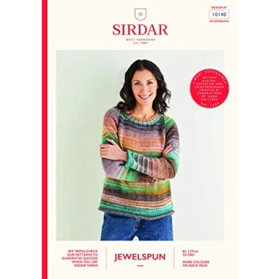 Image of Sirdar Jewelspun Aran Knitting Pattern Booklet 10140 Sweater