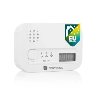 Image of Smartwares FGA 13041 Carbon Monoxide Detector 10 Year Sensor Digital Screen Display and Test Button