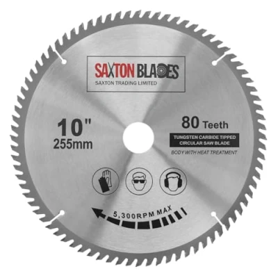 Image of TCT25580T Saxton TCT Circular Wood Saw Blade 255mm x 30mm bore 80T for Bosch Makita Dewalt