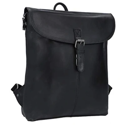 Image of Gusti Kieran Leather Messenger Backpack 15l with Zip and Buckle Anti Theft Black for Men Women