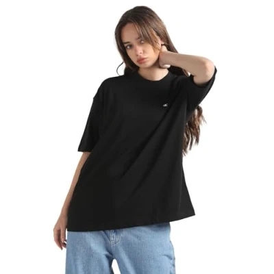 Image of Calvin Klein Jeans Women&#039;s Embro Badge Boyfriend TEE J20J222568 S/S Knit Tops, Ck Black, M