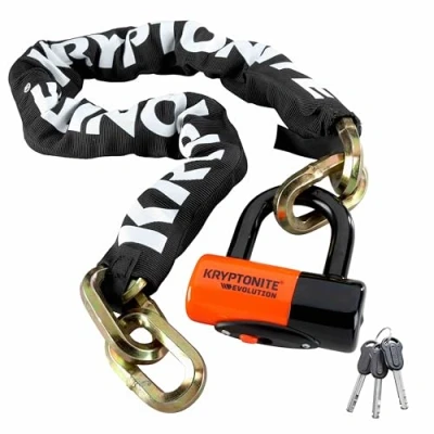 Image of Kryptonite New York Chain 1210 Security Disc Lock (100cm), Black/Orange