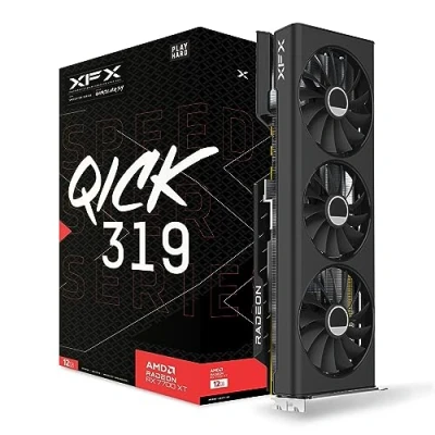 Image of XFX SPEEDSTER QICK319 RADEON RX 7700 XT BLACK Gaming Graphics Card with 12GB GDDR6 HDMI 3xDP, AMD RDNA™ 3 (RX 77TQICKB9)