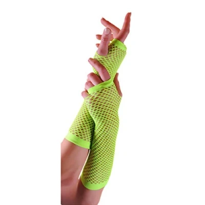 Image of Crazy Chick New Long Fishnet Gloves Assorted Colours Fingerless Gloves, Party Fancy Dress Tutu, Neon (Green)