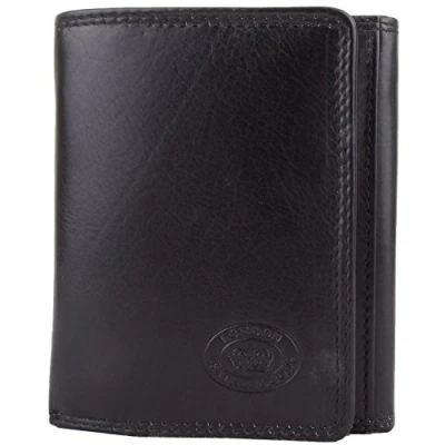 Image of Mens Soft Leather Tri Fold Coin/Money Wallet with Multiple Features Black