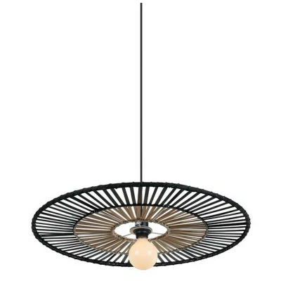 Image of Pehcevo Wire Ceiling Pendant Light Bamboo Metal 1x E27 Black