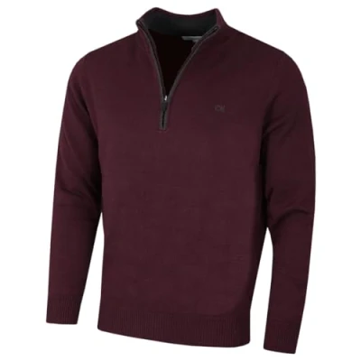 Image of Calvin Klein Mens Cotton Golf Sweater French Burgundy XXXXXL