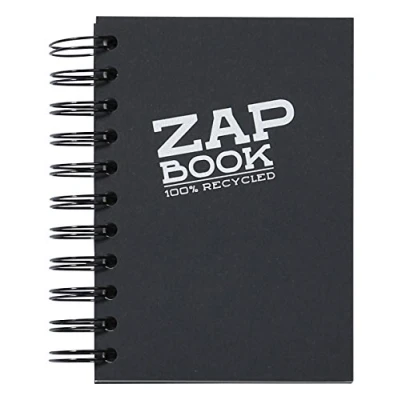 Image of Clairefontaine 8361C Zap Book Spiral Notebook 160 Sheets 100% Recycled Sketch Paper A6 10.5x14.8 cm 80g Black Cover Pack of 5 Notebooks