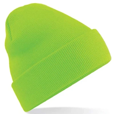 Image of Beechfield Knitted hat with turn up in Fluorescent Green