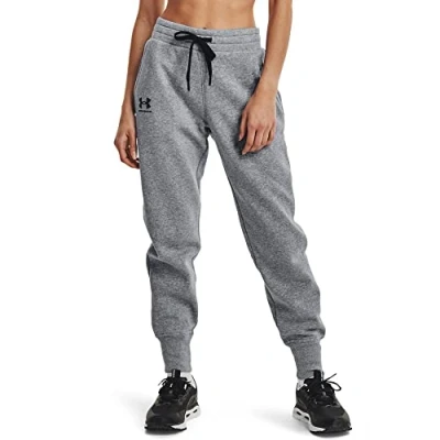 Image of Under Armour Rival Fleece Joggers Trousers, Women Grey, Steel Medium Heather / Black (035), MD