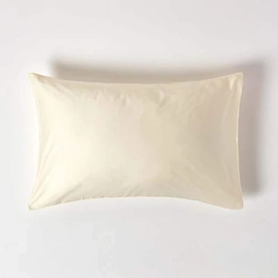 Image of HOMESCAPES Cream Organic Cotton Pillowcase Standard Size 400TC 600 Thread Count Equivalent Housewife Pillow Case