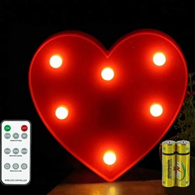 Image of HONPHIER Letter Lights Decorative LED Alphabet Remote Control Marquee Decoration Light Up Sign Battery Operated for Birthday Party Wedding Receptions Holiday Bar Home Bedroom Bath Decor