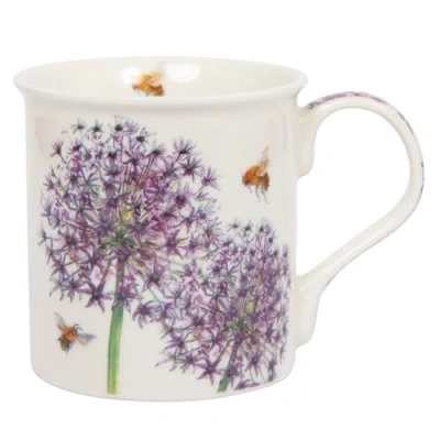 Image of Lesser &amp; Pavey British Designed Coffee Mug Ceramic Mugs for Home or Work Large Hot Drinks Bee Tanical Allium Tea and Cups Sarah Boddy