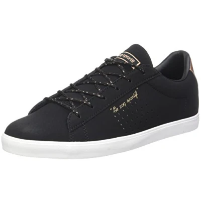 Image of Le Coq Sportif Women&#039;s Agate Lo S Nubuck/Metallic Trainers, Black Rose Gold, 5 UK