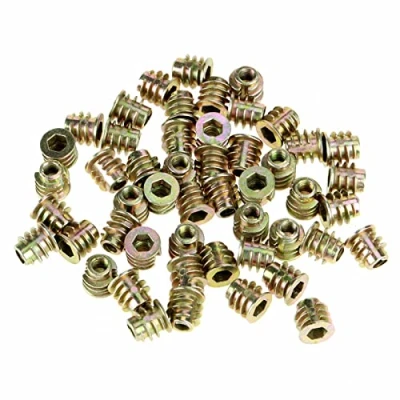 Image of Threaded Insert Nuts, Hex Socket Screw in Nuts 50Pcs M4*8mm Zinc Alloy Drive Head Furniture for Wood