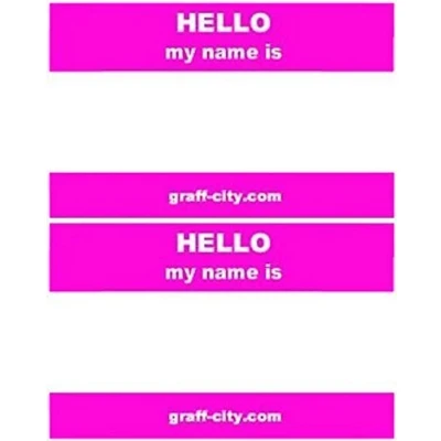 Image of &#039;Hello My Name is&#039; Stickers/Name Label Tags Pink &amp; White 100 8cm x 6cm