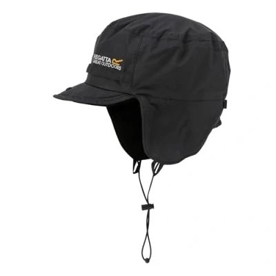 Image of Regatta Men&#039;s Padded Igniter Waterproof Trapper Hat with Hydrafort Taslan Fabric, Perfect for Hiking, Walking &amp; Outdoors Black