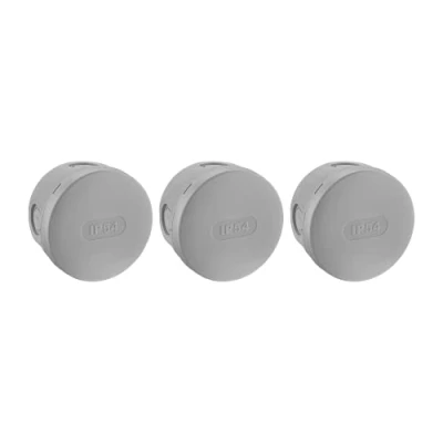 Image of DEBFLEX 718811 Electrical Outdoor Waterproof Set of 3 IP54 Diam 70 Junction Boxes, Grey, D70 / P40